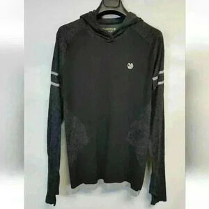 Men's RIACTIVE River Island LS Blk Stretch Breathable hooded Sport shirt Sz M-L